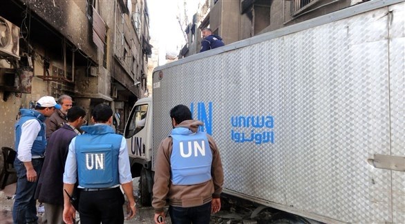 شاحنة مساعدات للأونروا لفائدة اللاجئين الفلسطينيين في سوريا (أرشيف)