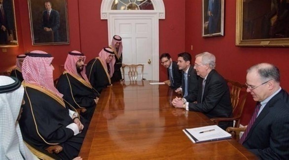 ولي العهد السعودي يجتمع في الكونغرس برؤساء وأعضاء مجلسي الشيوخ والنواب (المصدر)