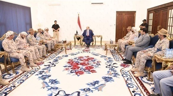 جانب من استقبال الرئيس اليمني هادي لوفد قوات التحالف العربي (سبأ)
