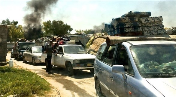 عائلات ليبية تنزح من طرابلس بسبب الاشتباكات المستمرة (تويتر)