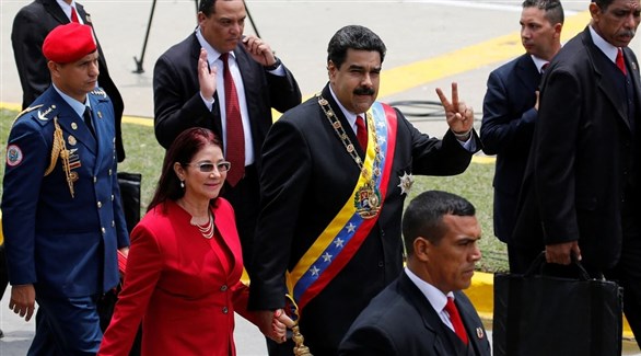 الرئيس الفنزويلي مادورو وزوجته سيليا (أرشيف)