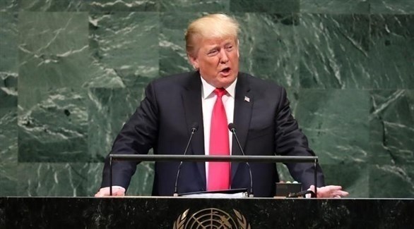 الرئيس الأمريكي خلال خطابه أمام الجمعية العامة للأمم المتحدة (رويترز)