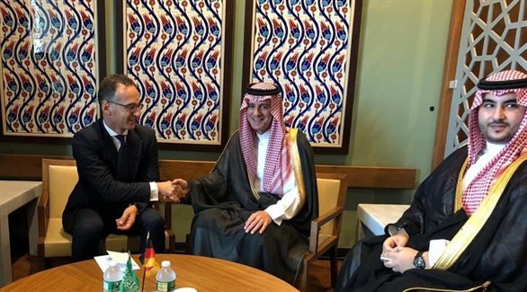 وزير الخارجية السعودي عادل الجبير ونظيره الألماني هايكو ماس في نيويورك (واس)  