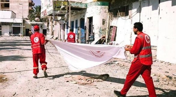 موظفون من جمعية الهلال الأحمر في ليبيا (أرشيف)