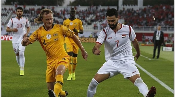 المنتخب السوري بالابيض في إحدى مباريات كأس آسيا.(أرشيف)