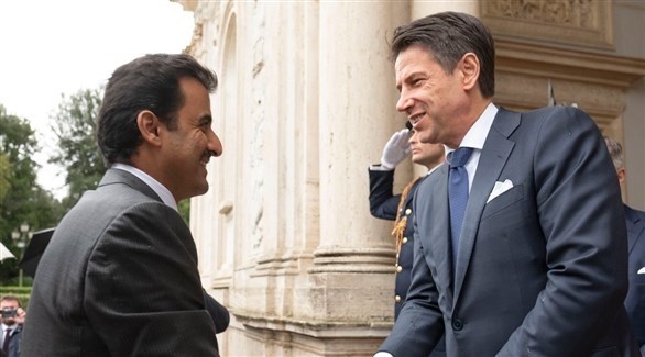 رئيس الوزراء الإيطالي جيوسيبي كونتي وأمير قطر الشيخ تميم.(أرشيف)