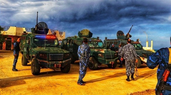 قوى أمنية من داخلية المؤقتة التابعة للجيش الوطني الليبي في درنة (تويتر)