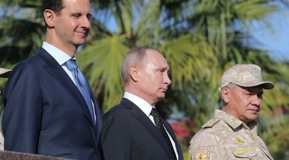 الرئيس الروسي فلاديمير بوتين ولسوري بشار الأسد ووزير الدفاع الروسي سيرغي شويغو.(أرشيف)