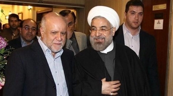 الرئيس الإيراني حسن روحاني ووزير نفطه بيجن زنغنه (أرشيف)