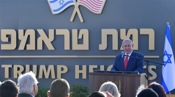 نتانياهو متحدثاً خلال تدشين مستوطنة باسم ترامب في الجولان (تايمز أوف إسرائيل)