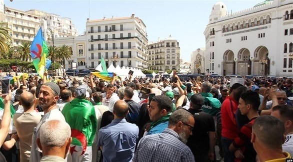 متظاهرون جزائريون يرفعون الراية الأمازيغية (أرشيف)