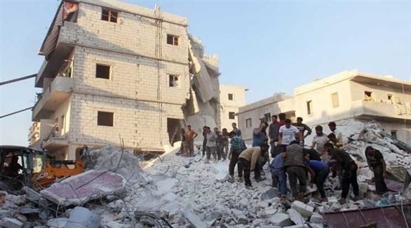 مبنى دمره القصف في إدلب.(أرشيف)