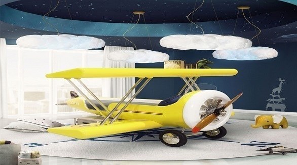 أفكار لديكور غرفة الطفل مستوحاة من عالم الطيران (كيدز إن أنتيريرز)