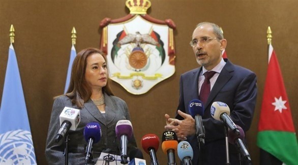 وزير الخارجية الأردني أيمن الصفدي ورئيسة الجمعية العامة للأمم المتحدة ماريا إسبينوسا (المصدر)