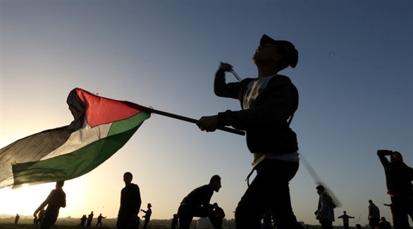 متظاهر يحمل العلم الفلسطيني (أرشيف)