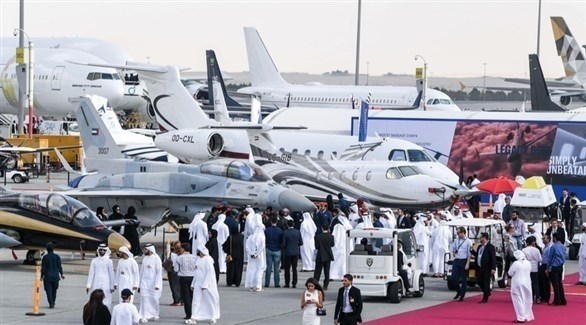 جانب من الأجنحة المشاركة في معرض دبي للطيران (أرشيف)