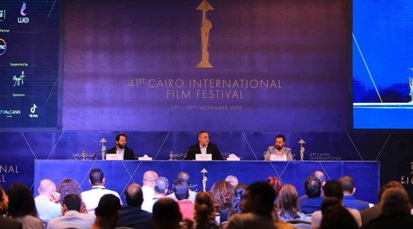 محمد حفظي وأحمد شوقي في المؤتمر الصحافي لمهرجان القاهرة السينمائي (المصدر)