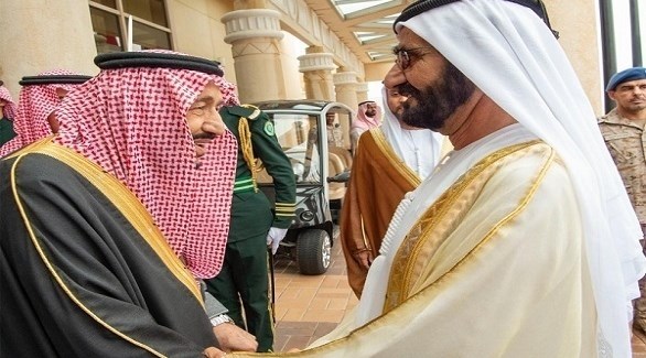 العاهل السعودي الملك سلمان بن عبدالعزيز مستقبلاً الشيخ محمد راشد آل مكتوم (واس)