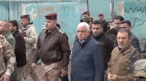 مستشار الأمن الوطني العراقي فالح الفياض وإلى جانبه أبو زينب اللامي (الحرة)