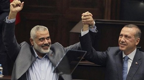 الرئيس التركي رجب طيب أردوغان وزعيم حركة حماس إسماعيل هنية (أرشيف)