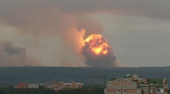 لحظة الانفجار في القاعدة العسكرية  في مدينة سيفيرودفينسك الروسية (أرشيف)