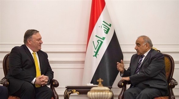 رئيس الحكومة العراقية عادل عبد المهدي ووزير الخارجية الأمريكي بومبيو (أرشيف)