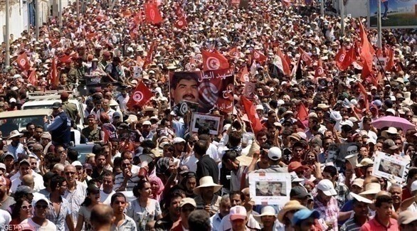 مظاهرات للمعارضة التونسية بعد اغتيال المعارض اليساري محمد البراهمي (أرشيف)