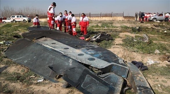 حطام الطائرة الأوكرانية في إيران.(أرشيف)
