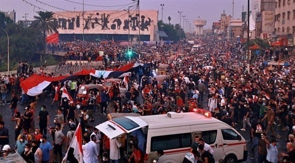 محتجون عراقيون في العاصمة بغداد (أرشيف)