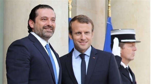 الرئيس الفرنسي ماكرون ورئيس الحكومة اللبناني الحريري (أرشيف)