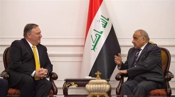 رئيس الوزراء العراقي عادل عبدالمهدي ووزير الخارجية الأمريكي مايك بومبيو (أرشيف)