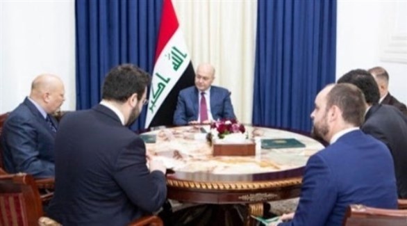 الرئيس العراقي خلال لقائه الوفد الأممي (ارشيف)