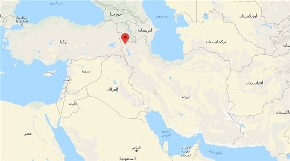 مكان وقوع الهزة الأرضية بين إيران وتركيا 