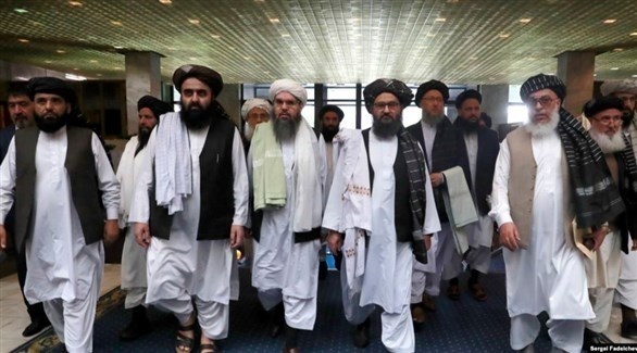 وفد من حركة طالبان خلال محادثات مع الحكومة الأفغانية (أرشيف)