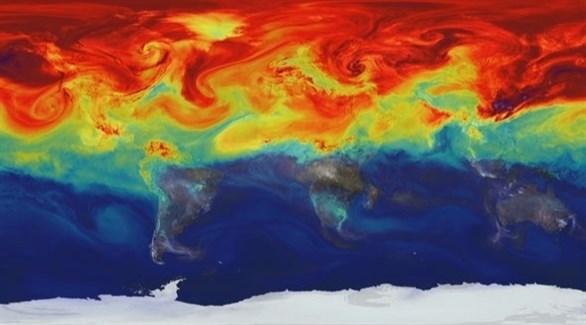 صورة حرارية لغاز ثاني أكسيد الكربون في الغلاف الجوي (ناسا)