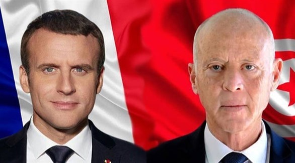 الرئيسان التونسي قيس سعيّد والفرنسي إيمانويل ماكرون (أرشيف)