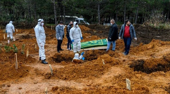 أتراك يجهزون قبراً لدفن أحد ضحايا كورونا (أرشيف)