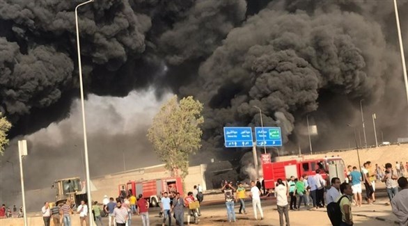 حريق في خط أنابيب شقير مسطرد بمصر (تويتر)