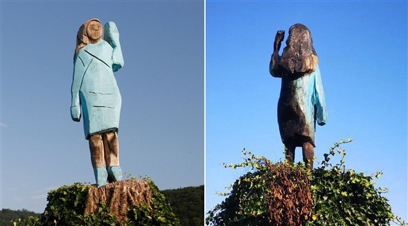 إحراق تمثال خشبي لميلانيا ترامب في سلوفينيا