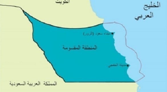 خريطة للمنطقة المقسومة بين الكويت والسعودية (أرشيف)