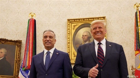 الرئيس الأمريكي دونالد ترامب ورئيس الوزراء العراقي مصطفى الكاظمي (أرشيف)