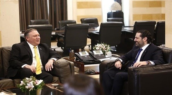 رئيس الوزراء اللبناني السابق سعد الحريري  وزير الخارجية الأمريكي مايك بومبيو (أرشيف)
