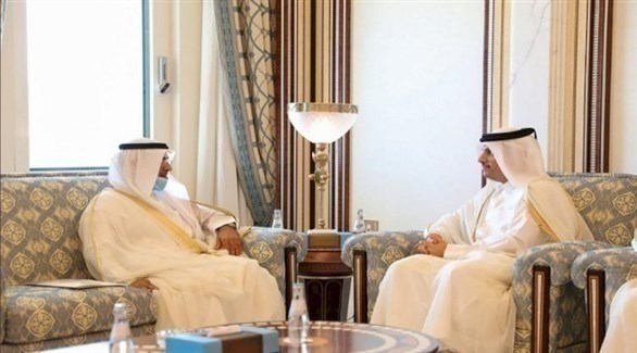 جانب من اجتماع وزير الخارجية القطري مع الأمين العام لمجلس التعاون الخليجي (عرب مباشر)