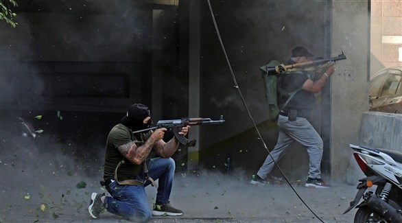 مسلحون في اشتباكات بيروت أمس الخميس (تويتر)