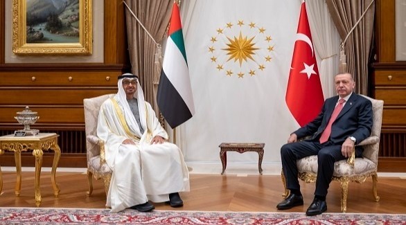 الشيخ محمد بن زايد والرئيس التركي رجب طيب أردوغان أمس في أنقرة (وام)