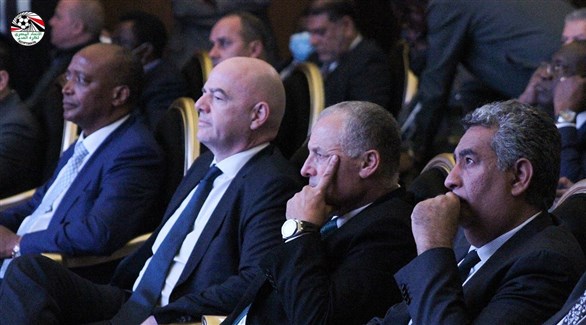 إنفانتينو خلال حضوره للجمعية العامة غير العادية للاتحاد الأفريقي لكرة القدم (تويتر)