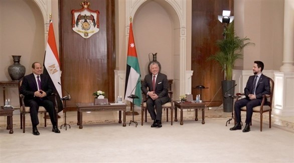 العاهل الأردني وولي العهد والرئيس المصري (تويتر)