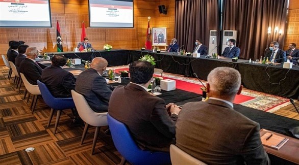 جلسة سابقة من المحادثات الليبية في بوزنيقة المغربية (أرشيف)