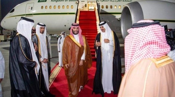 أمير قطر الشيخ تميم بن حمد في اسقبال ولي العهد السعودي الأمير محمد بن سلمان (واس)