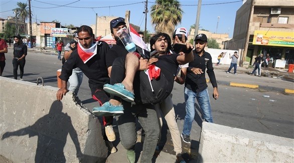 متظاهر مصاب في احتجاجات بغداد (أرشيف)